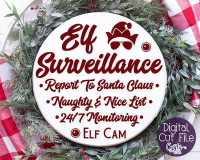 Elf Surveillance Svg - Christmas Round Svg SVG Crafty Mama Studios 
