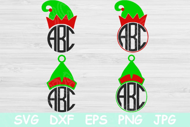 Elf Svg, Elf Hat Svg, Elf Monogram Svg, Christmas Svg Files for Cricut, Christmas Monogram Svg, Christmas Hat Svg for Silhouette Dxf Png Eps SVG TiffsCraftyCreations 