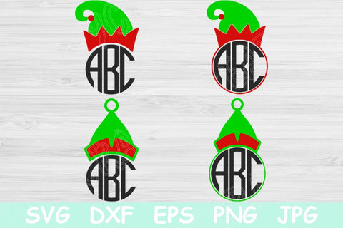 Elf Svg, Elf Hat Svg, Elf Monogram Svg, Christmas Svg Files for Cricut, Christmas Monogram Svg, Christmas Hat Svg for Silhouette Dxf Png Eps SVG TiffsCraftyCreations 