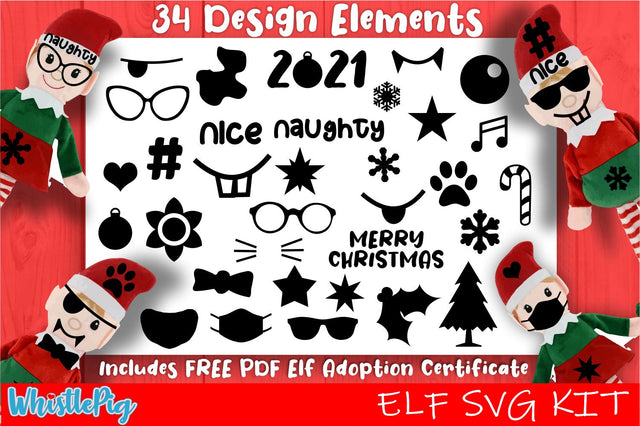 Elf Svg Kit Christmas Elf Svg Elf Toy Svg Elf Doll Svg Elf SVG Kit Merry Christmas Svg 1st Christmas Svg Cricut Silhouette DXF Png Eps Svg SVG Whistlepig Designs 