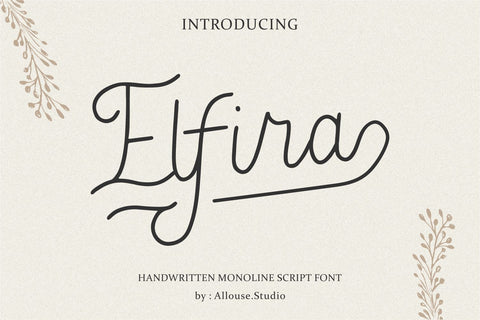 Elfira - Handwritten Monoline Script Font Allouse.Studio 