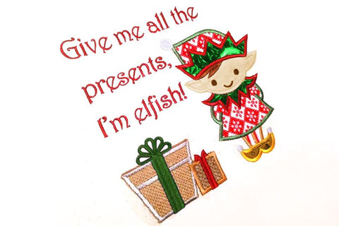 Elfish Christmas Elf Pun Applique Embroidery Embroidery/Applique Designed by Geeks 