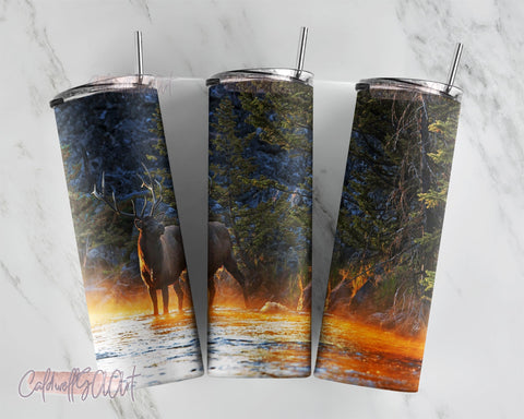 Elk Moose Nature Landscape | Digital Tumbler Templates | 20oz 30oz Skinny | Tapered | Straight | Digital Download | Bundle Sublimation CaldwellArt 