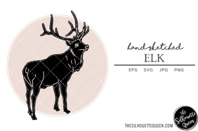 Elk Sketch Vector SVG Loveleen Kaur 