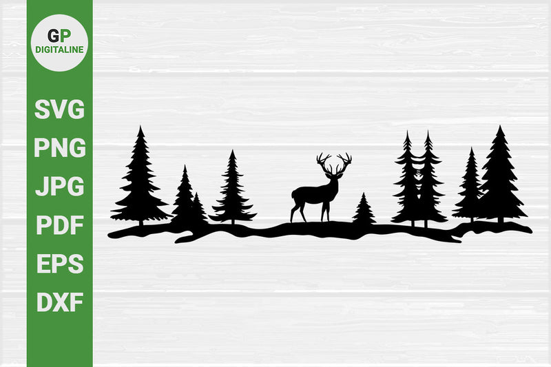 Elk SVG, Deer SVG, Woods SVG, Wilderness SVG, Forest SVG, Pine Trees ...