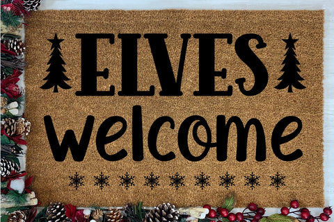 Elves Welcome I Christmas Doormat SVG I Door Mat SVG- PNG SVG Happy Printables Club 
