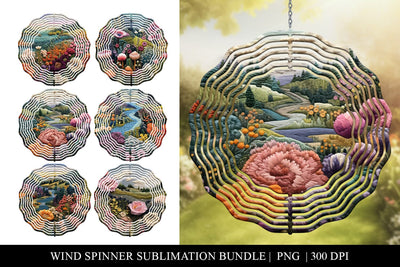 Embroidered Floral Landscape Wind Spinner Sublimation Bundle Sublimation BijouBay 