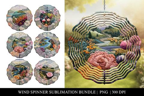 Embroidered Floral Landscape Wind Spinner Sublimation Bundle Sublimation BijouBay 