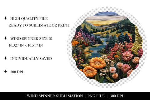Embroidered Floral Landscape Wind Spinner Sublimation Bundle Sublimation BijouBay 