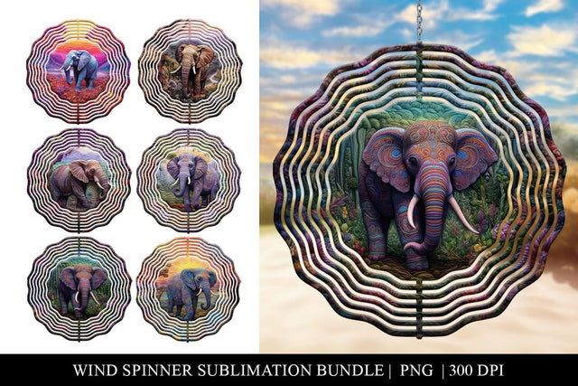 Embroidered Wild Elephant Wind Spinner Sublimation Bundle Sublimation BijouBay 