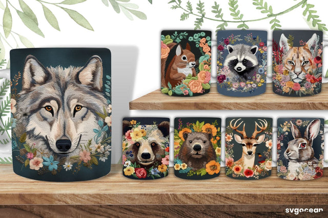 Embroidery Animals Mug | 11 oz | Sublimation SVG SvgOcean 