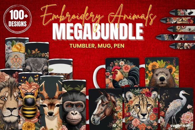 Embroidery Animals Sublimation Megabundle SVG SvgOcean 