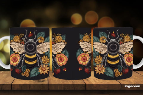 Embroidery Bee Mug Wrap | 11 oz | Sublimation SVG SvgOcean 