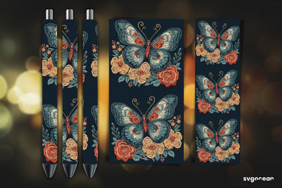 Embroidery Butterfly Pen Wrap | Sublimation SVG SvgOcean 