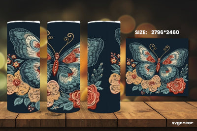 Embroidery Butterfly Tumbler Wrap |20 Oz| Sublimation SVG SvgOcean 
