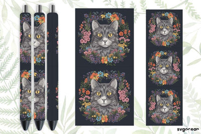 Embroidery Cat Pen Wraps | Sublimation SVG SvgOcean 