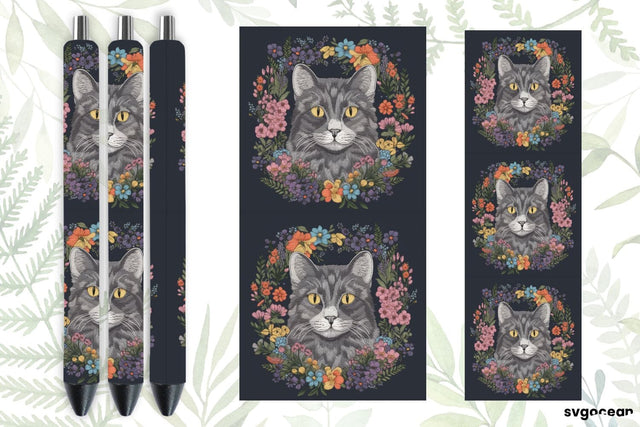 Embroidery Cat Pen Wraps | Sublimation SVG SvgOcean 