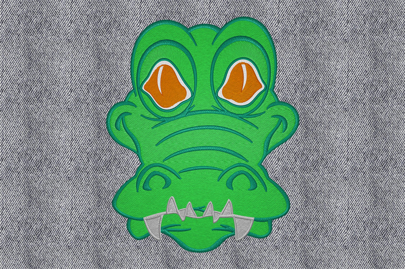 Embroidery design, Alligator Face Embroidery/Applique DESIGNS embroidery-workshop 