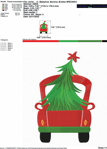 Embroidery Design Christmas truck back Embroidery/Applique DESIGNS embroidery-workshop 