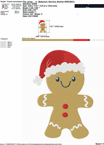 Embroidery Design Gingerbread santa Embroidery/Applique DESIGNS embroidery-workshop 