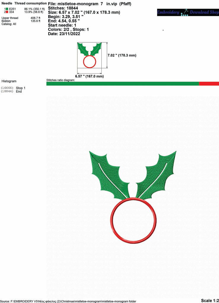 Mistletoe Custom Embroidery Design Mistletoe Monogram - So Fontsy