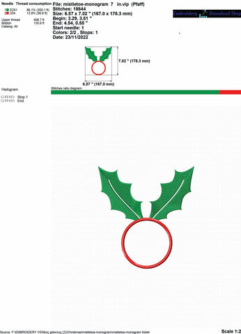 Embroidery Design Mistletoe Monogram Embroidery/Applique DESIGNS embroidery-workshop 