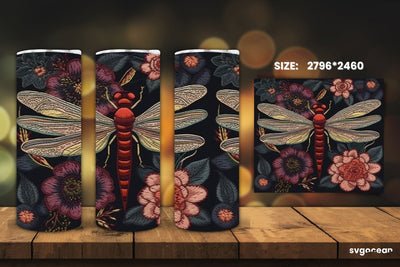Embroidery Dragonfly Tumbler Wrap |20 Oz| Sublimation SVG SvgOcean 