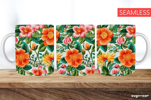 Embroidery Flowers Mug | 11 oz | Sublimation SVG SvgOcean 