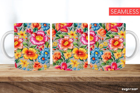 Embroidery Flowers Mug | 11 oz | Sublimation SVG SvgOcean 
