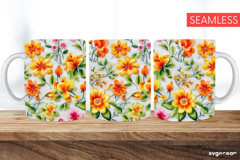 Embroidery Flowers Mug | 11 oz | Sublimation SVG SvgOcean 
