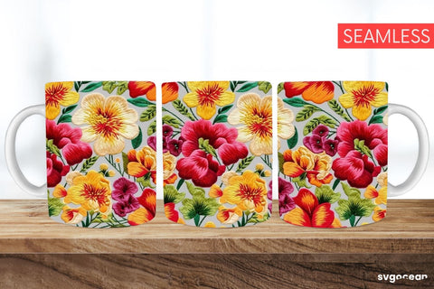 Embroidery Flowers Mug | 11 oz | Sublimation SVG SvgOcean 