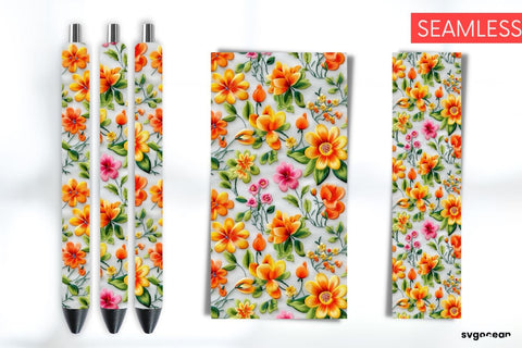 Embroidery Flowers Pen Wraps | Sublimation Bundle SVG SvgOcean 