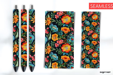 Embroidery Flowers Pen Wraps | Sublimation Bundle SVG SvgOcean 