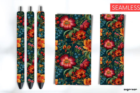 Embroidery Flowers Pen Wraps | Sublimation Bundle SVG SvgOcean 
