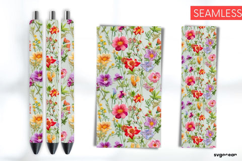 Embroidery Flowers Pen Wraps | Sublimation Bundle SVG SvgOcean 