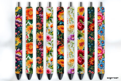 Embroidery Flowers Pen Wraps | Sublimation Bundle SVG SvgOcean 