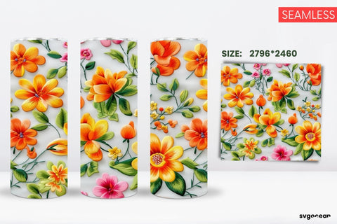 Embroidery Flowers Tumbler | Skinny 20 oz | Sublimation SVG SvgOcean 