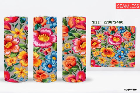 Embroidery Flowers Tumbler | Skinny 20 oz | Sublimation SVG SvgOcean 