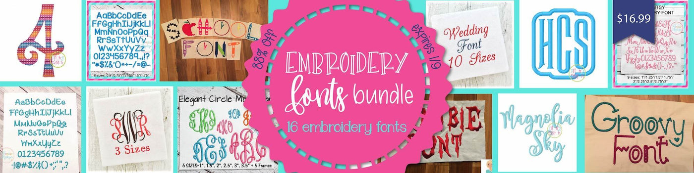 Embroidery Fonts Bundle