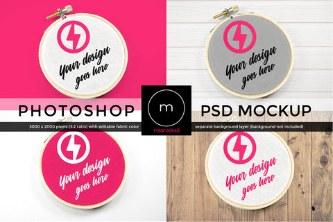 Embroidery Hoop Layered PSD Photoshop Product Mockup Mock Up Photo Risa Rocks It 