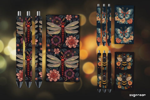 Embroidery Insects Pen Wraps | Sublimation SVG SvgOcean 