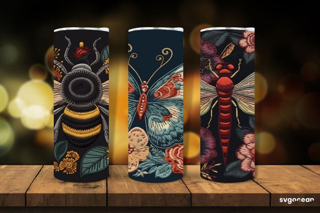 Embroidery Insects Tumbler Wrap | 20 Oz | Sublimation SVG SvgOcean 