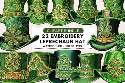 Embroidery Leprechaun Hat Clipart Bundle Sublimation Regulrcrative 