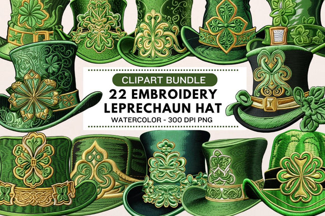 Embroidery Leprechaun Hat Clipart Bundle Sublimation Regulrcrative 