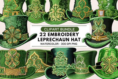 Embroidery Leprechaun Hat Clipart Bundle Sublimation Regulrcrative 