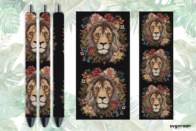 Embroidery Lion Pen Wraps | Sublimation SVG SvgOcean 