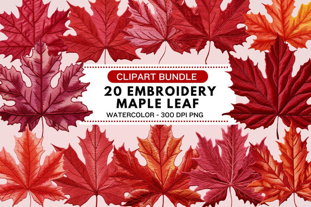 Embroidery Maple Leaf Clipart Bundle Sublimation Regulrcrative 