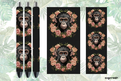 Embroidery Monkey Pen Wraps | Sublimation SVG SvgOcean 