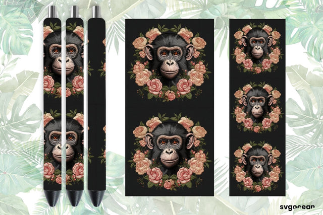 Embroidery Monkey Pen Wraps | Sublimation SVG SvgOcean 