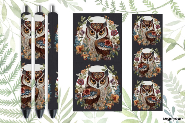 Embroidery Owl Pen Wraps | Sublimation SVG SvgOcean 